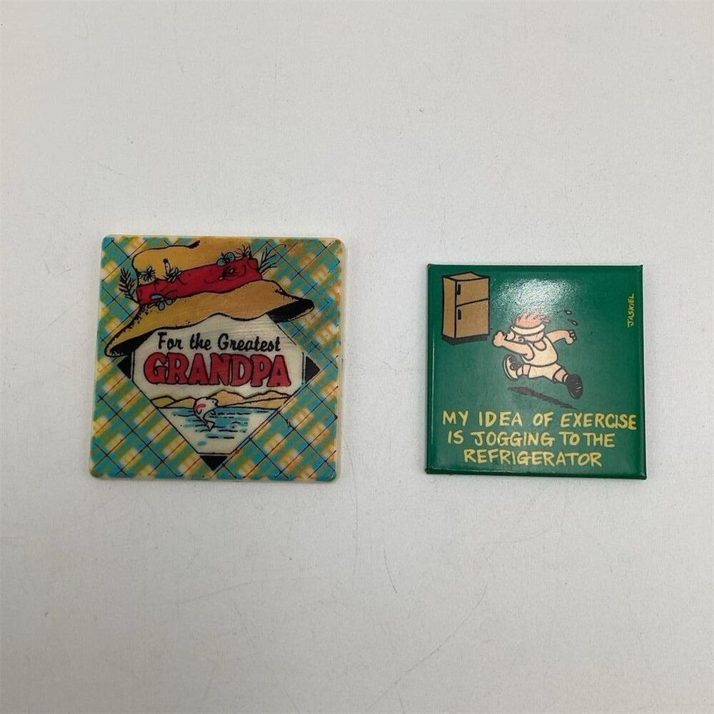 Vintage Humorous Magnets Set of 2‎ "Jogging" & "Greatest Grandpa"